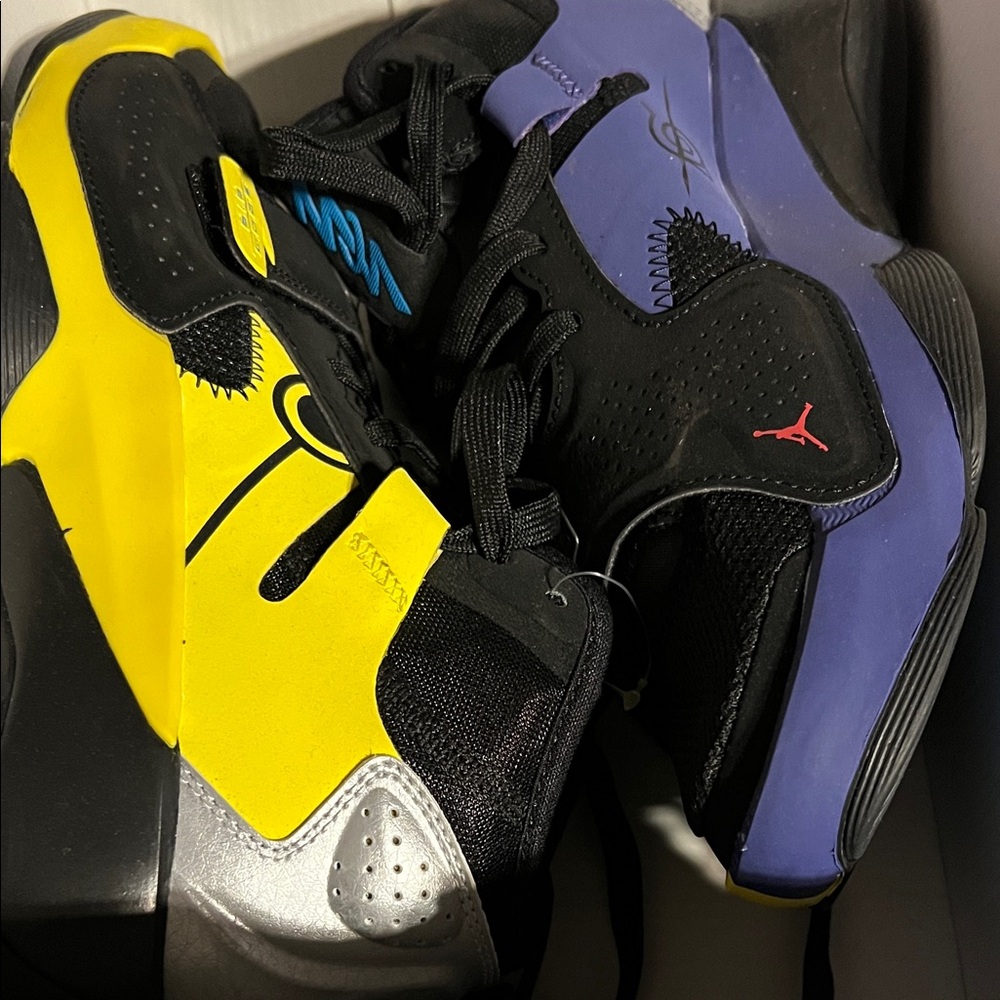 Jordan Black, Yellow, and blue Athletic Shoes